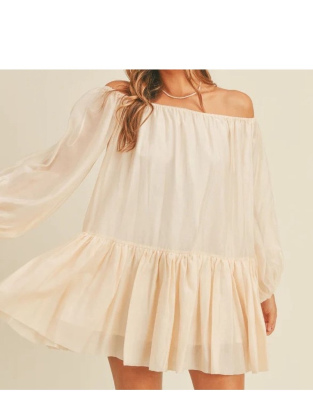 Mable Women's Off The Shoulder Organza Mini Dress Sz S Boho Chic Sheer Cocktail